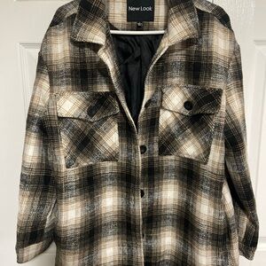 New Look Women's Checkered Utility Jacket - Black and Cream